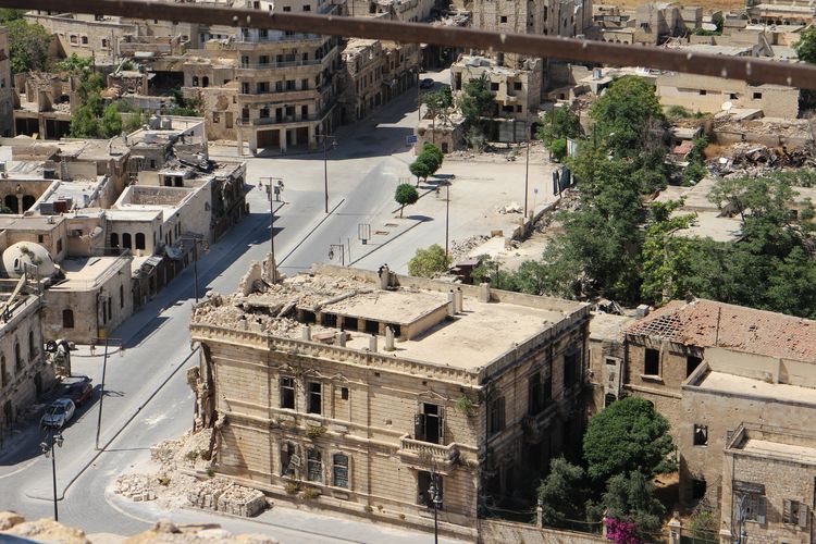 Zerstörte Gebäude in Aleppo, Syrien